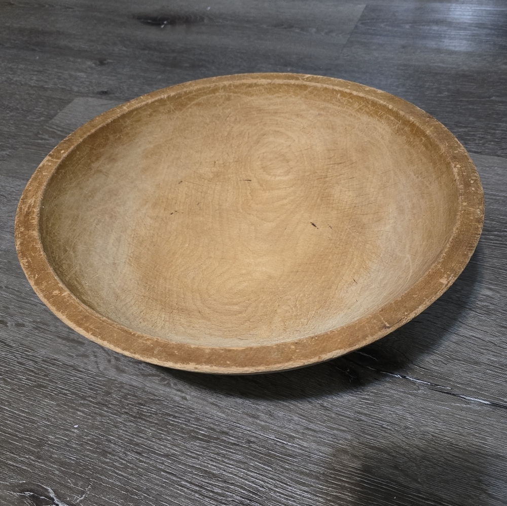 Vintage Wooden Munising Dough Bowl, Carved Bowl, Farmhouse, Primitives